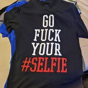 Black medium shirt with saying.
